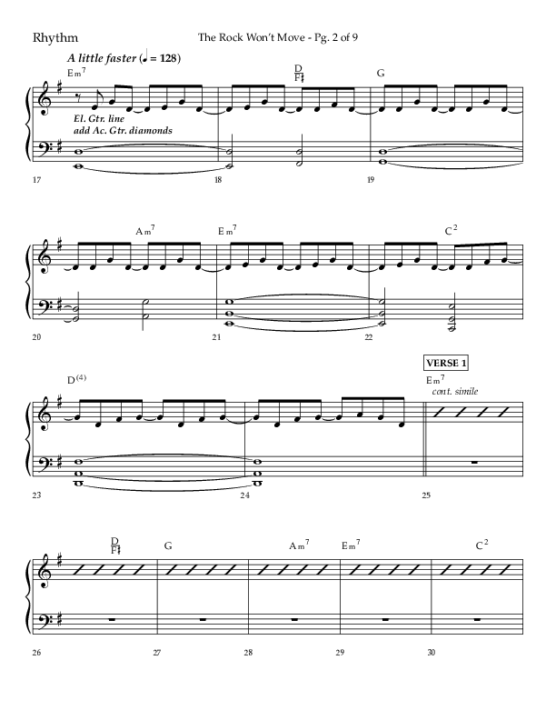The Rock Won't Move (Choral Anthem SATB) Rhythm Chart (Lifeway Choral / Arr. Danny Zaloudik)