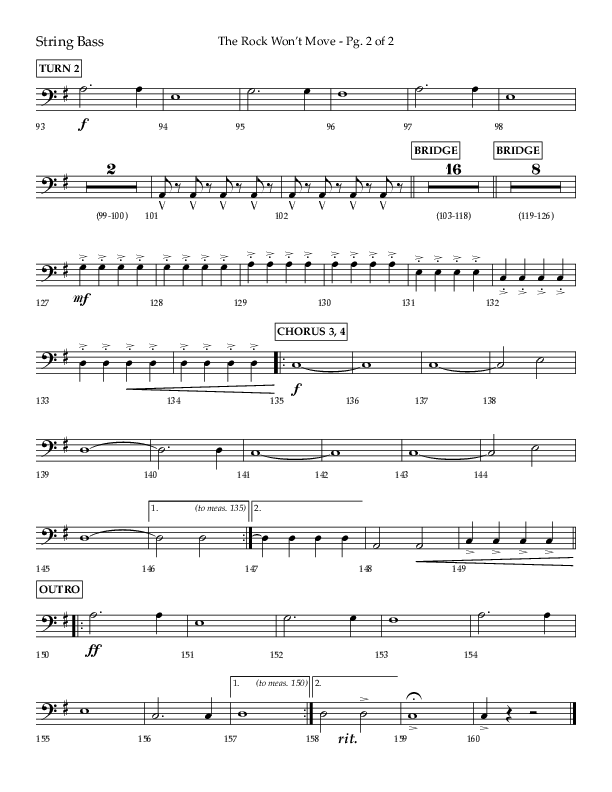 The Rock Won't Move (Choral Anthem SATB) String Bass (Lifeway Choral / Arr. Danny Zaloudik)