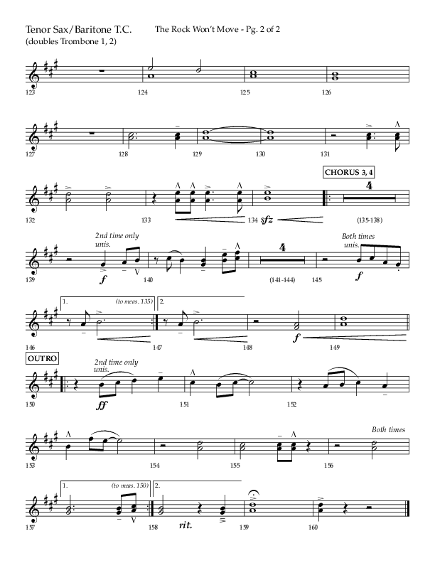 The Rock Won't Move (Choral Anthem SATB) Tenor Sax/Baritone T.C. (Lifeway Choral / Arr. Danny Zaloudik)