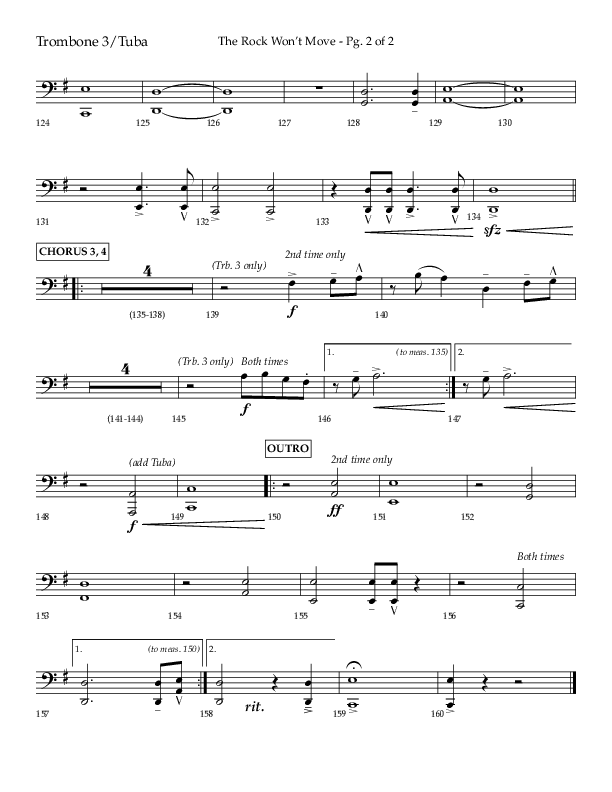 The Rock Won't Move (Choral Anthem SATB) Trombone 3/Tuba (Lifeway Choral / Arr. Danny Zaloudik)