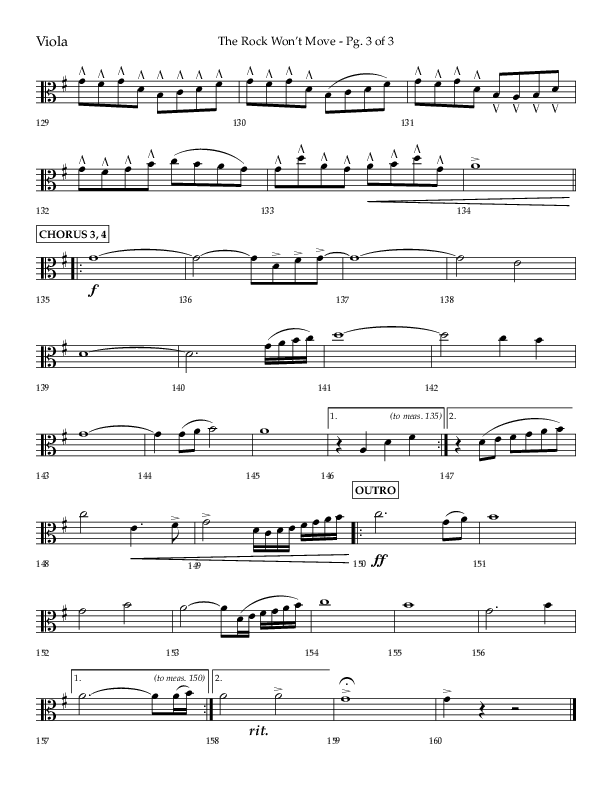 The Rock Won't Move (Choral Anthem SATB) Viola (Lifeway Choral / Arr. Danny Zaloudik)