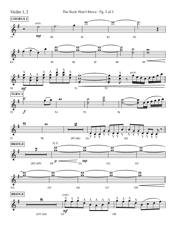 The Rock Won't Move (Choral Anthem SATB) Violin 1/2 (Lifeway Choral / Arr. Danny Zaloudik)