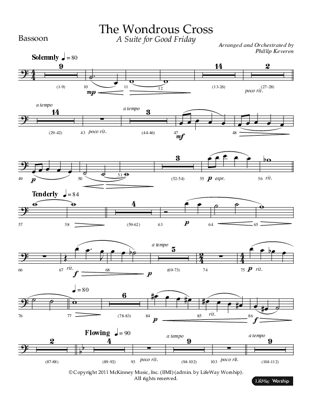 The Wondrous Cross (A Suite For Good Friday) (Choral Anthem SATB) Bassoon (Lifeway Choral / Arr. Philip Keveren)