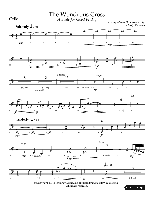The Wondrous Cross (A Suite For Good Friday) (Choral Anthem SATB) Cello (Lifeway Choral / Arr. Philip Keveren)