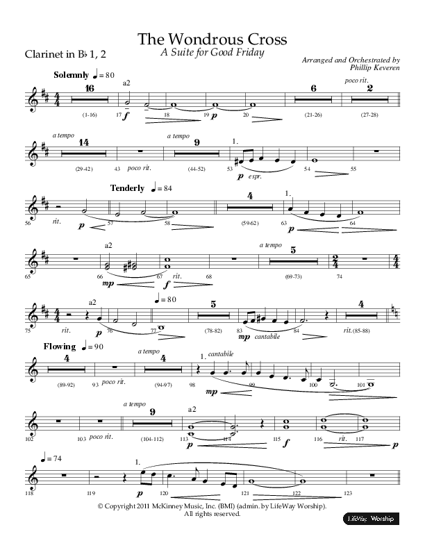 The Wondrous Cross (A Suite For Good Friday) (Choral Anthem SATB) Clarinet 1/2 (Lifeway Choral / Arr. Philip Keveren)