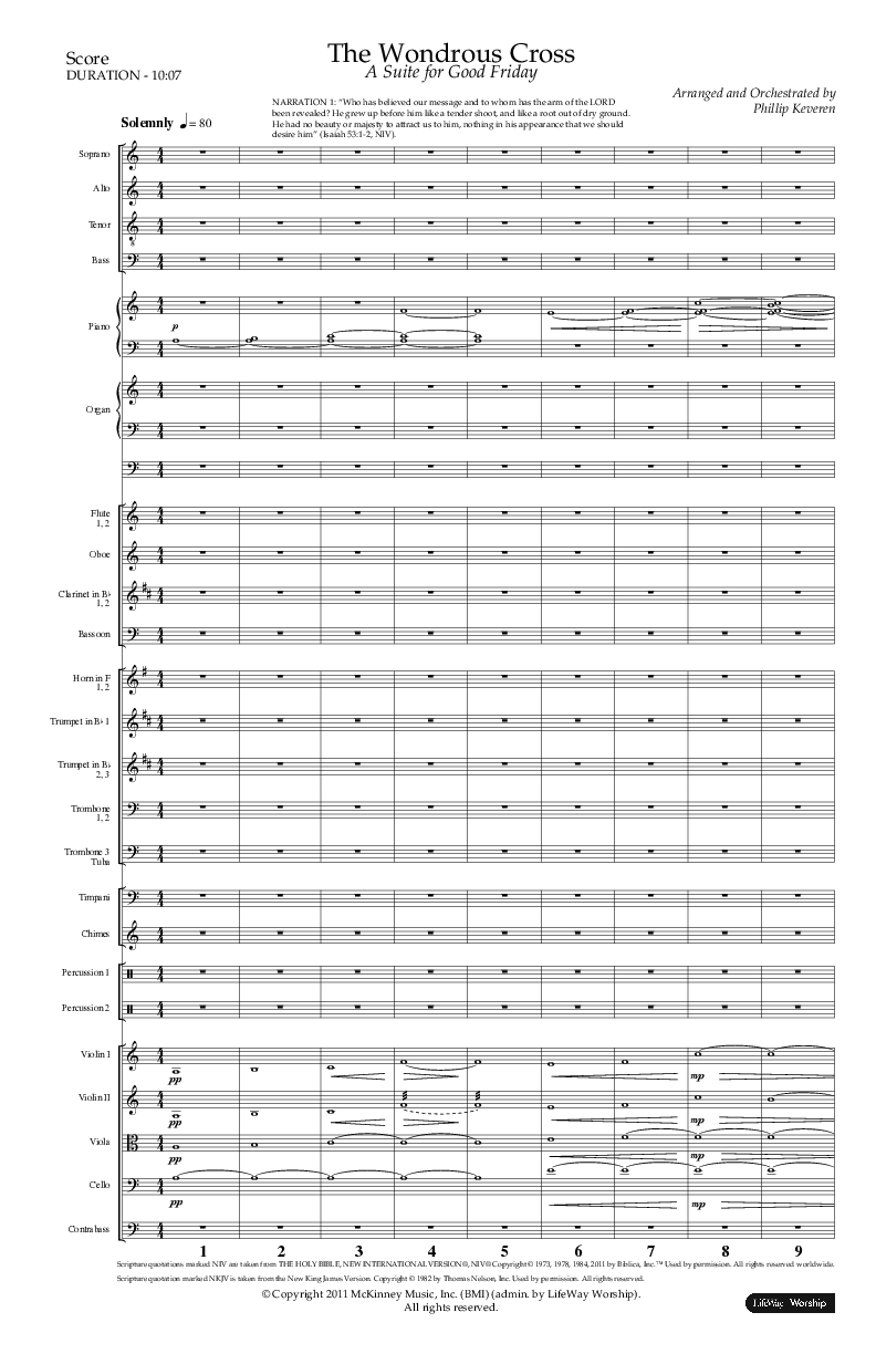 The Wondrous Cross (A Suite For Good Friday) (Choral Anthem SATB) Orchestration (Lifeway Choral / Arr. Philip Keveren)