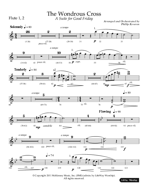 The Wondrous Cross (A Suite For Good Friday) (Choral Anthem SATB) Flute 1/2 (Lifeway Choral / Arr. Philip Keveren)