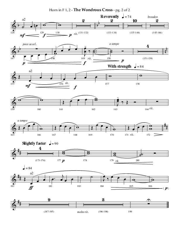The Wondrous Cross (A Suite For Good Friday) (Choral Anthem SATB) French Horn 1/2 (Lifeway Choral / Arr. Philip Keveren)