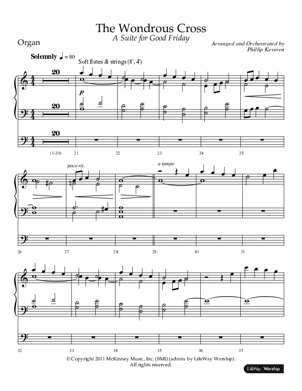 The Wondrous Cross (A Suite For Good Friday) (Choral Anthem SATB) Organ (Lifeway Choral / Arr. Philip Keveren)