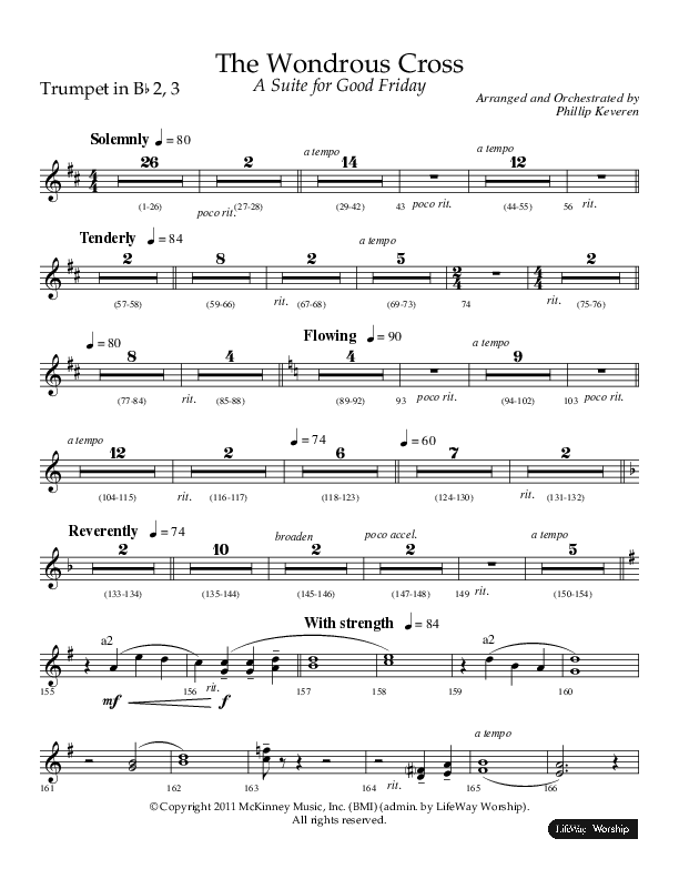 The Wondrous Cross (A Suite For Good Friday) (Choral Anthem SATB) Trumpet 2/3 (Lifeway Choral / Arr. Philip Keveren)