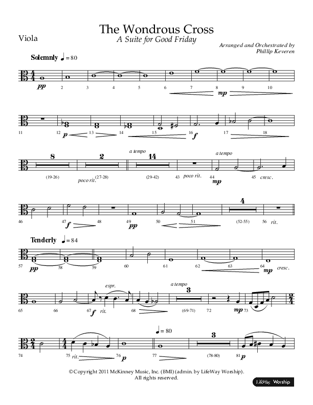 The Wondrous Cross (A Suite For Good Friday) (Choral Anthem SATB) Viola (Lifeway Choral / Arr. Philip Keveren)