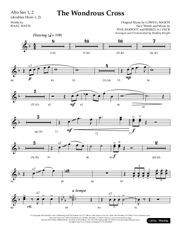 The Wondrous Cross (Choral Anthem SATB) Alto Sax (Lifeway Choral / Arr. Bradley Knight)