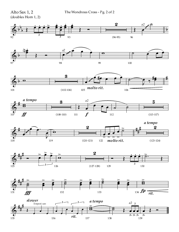 The Wondrous Cross (Choral Anthem SATB) Alto Sax (Lifeway Choral / Arr. Bradley Knight)