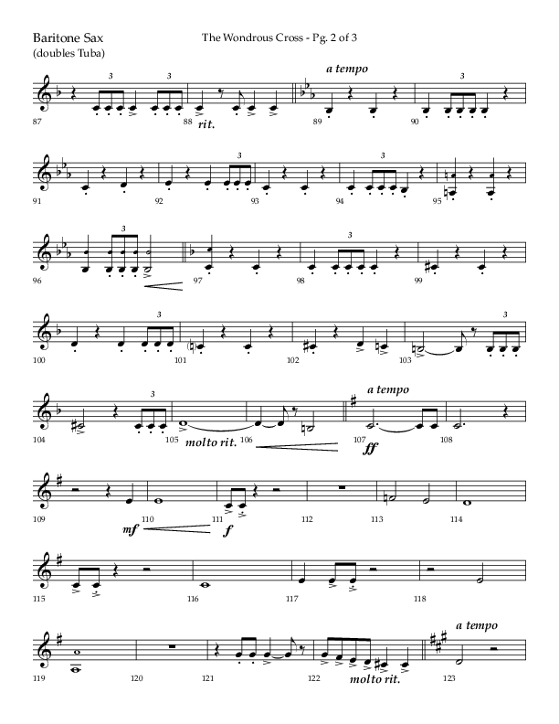 The Wondrous Cross (Choral Anthem SATB) Bari Sax (Lifeway Choral / Arr. Bradley Knight)