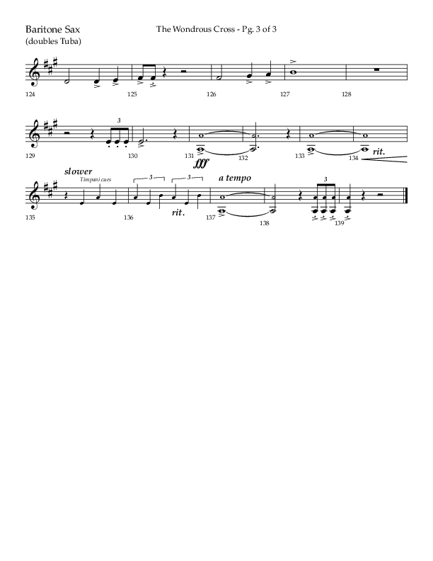 The Wondrous Cross (Choral Anthem SATB) Bari Sax (Lifeway Choral / Arr. Bradley Knight)