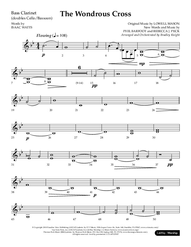 The Wondrous Cross (Choral Anthem SATB) Bass Clarinet (Lifeway Choral / Arr. Bradley Knight)