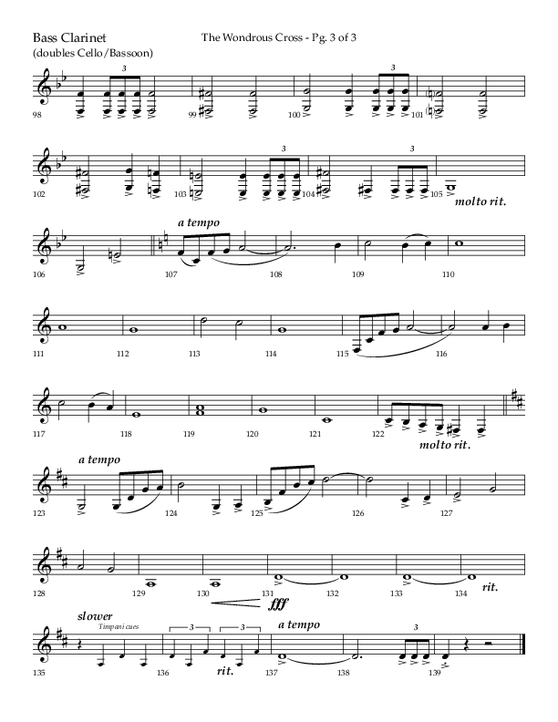 The Wondrous Cross (Choral Anthem SATB) Bass Clarinet (Lifeway Choral / Arr. Bradley Knight)