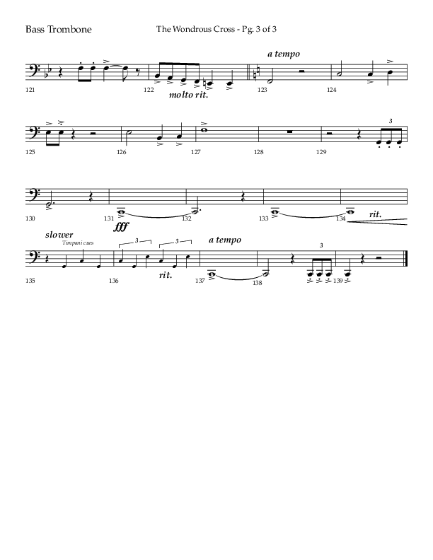 The Wondrous Cross (Choral Anthem SATB) Bass Trombone (Lifeway Choral / Arr. Bradley Knight)