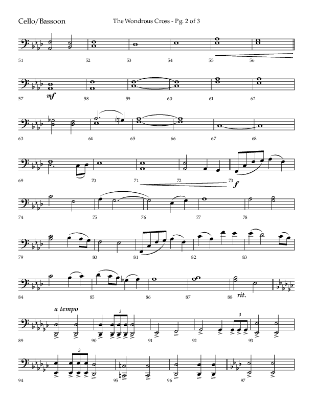 The Wondrous Cross (Choral Anthem SATB) Cello (Lifeway Choral / Arr. Bradley Knight)