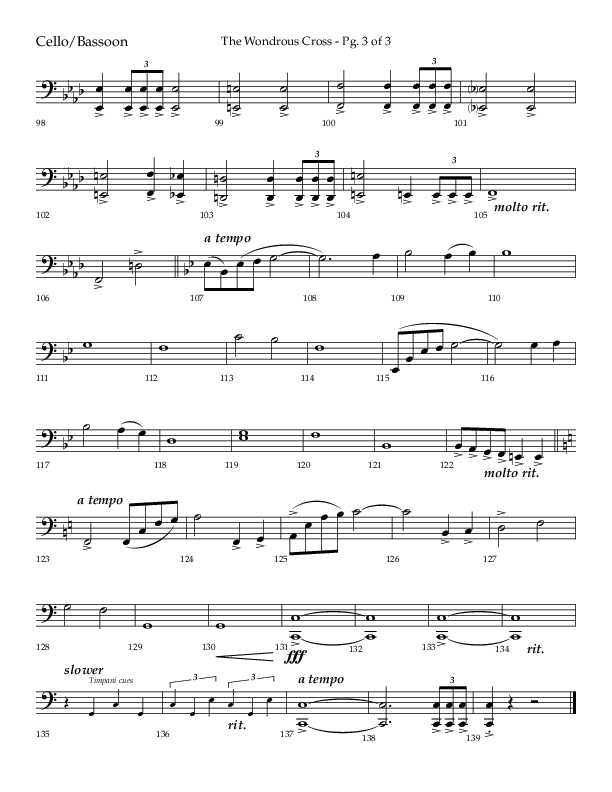 The Wondrous Cross (Choral Anthem SATB) Cello (Lifeway Choral / Arr. Bradley Knight)