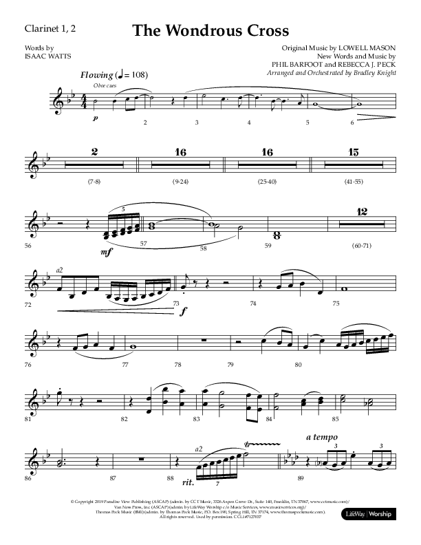 The Wondrous Cross (Choral Anthem SATB) Clarinet 1/2 (Lifeway Choral / Arr. Bradley Knight)