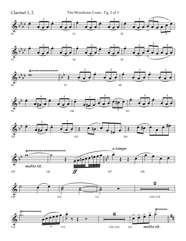 The Wondrous Cross (Choral Anthem SATB) Clarinet 1/2 (Lifeway Choral / Arr. Bradley Knight)
