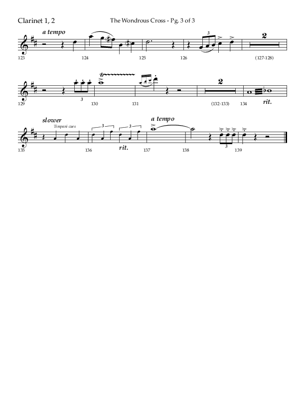 The Wondrous Cross (Choral Anthem SATB) Clarinet 1/2 (Lifeway Choral / Arr. Bradley Knight)