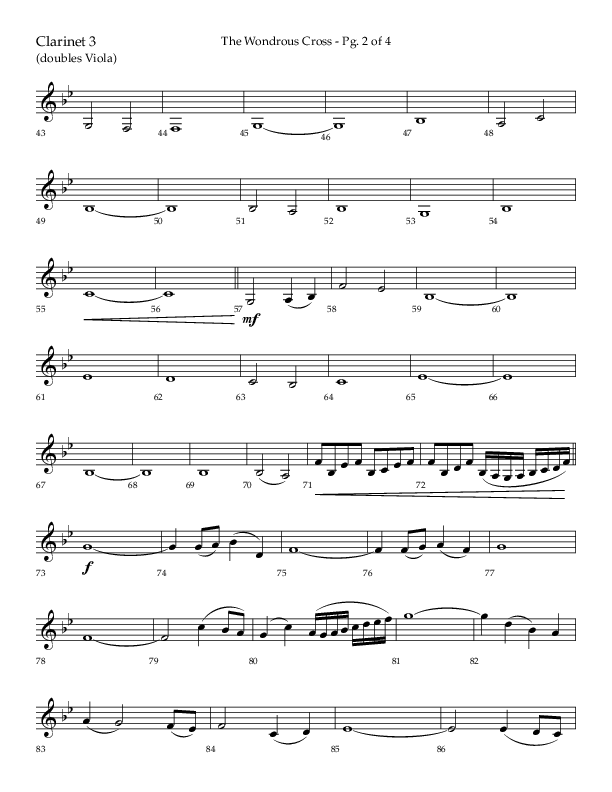 The Wondrous Cross (Choral Anthem SATB) Clarinet 3 (Lifeway Choral / Arr. Bradley Knight)