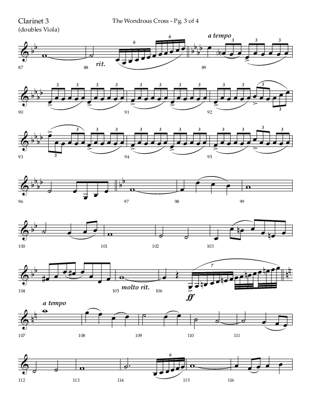 The Wondrous Cross (Choral Anthem SATB) Clarinet 3 (Lifeway Choral / Arr. Bradley Knight)