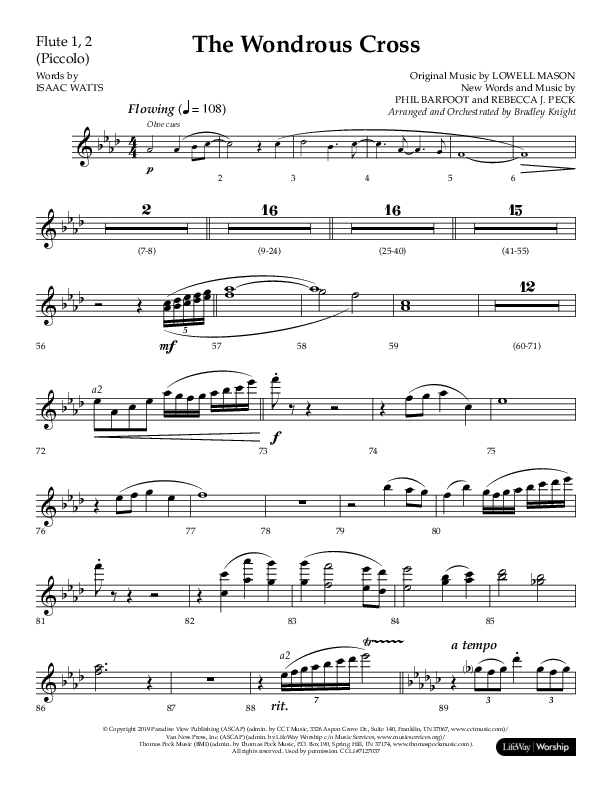 The Wondrous Cross (Choral Anthem SATB) Flute 1/2 (Lifeway Choral / Arr. Bradley Knight)