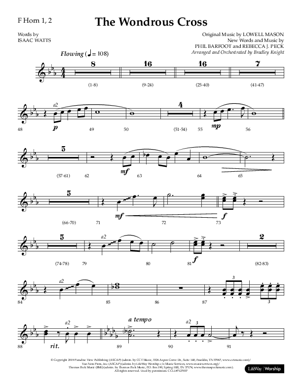 The Wondrous Cross (Choral Anthem SATB) French Horn 1/2 (Lifeway Choral / Arr. Bradley Knight)