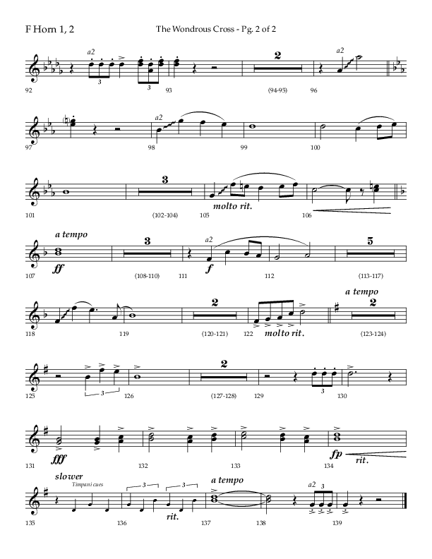 The Wondrous Cross (Choral Anthem SATB) French Horn 1/2 (Lifeway Choral / Arr. Bradley Knight)