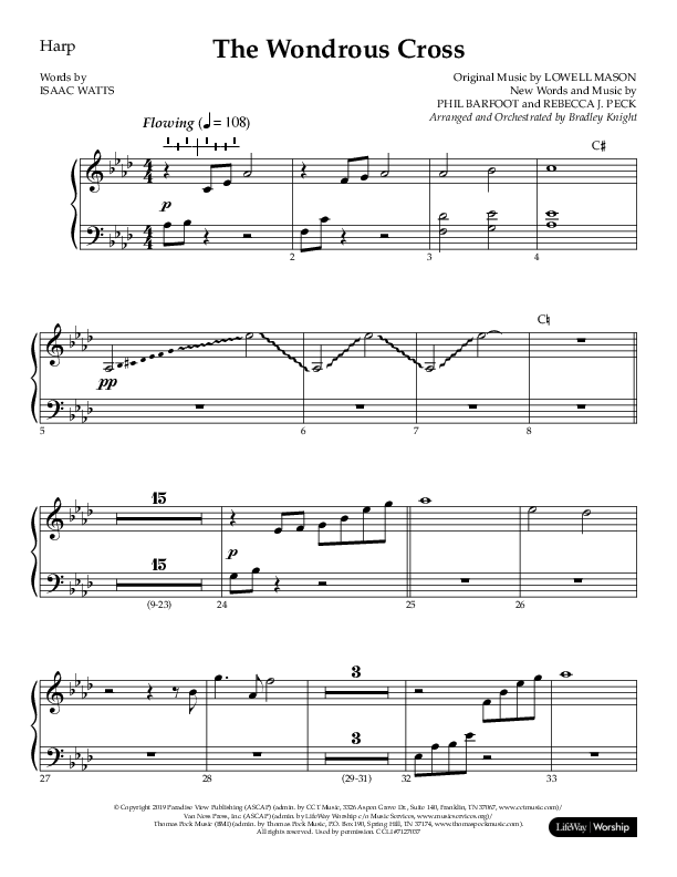 The Wondrous Cross (Choral Anthem SATB) Harp (Lifeway Choral / Arr. Bradley Knight)