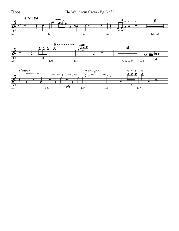The Wondrous Cross (Choral Anthem SATB) Oboe (Lifeway Choral / Arr. Bradley Knight)