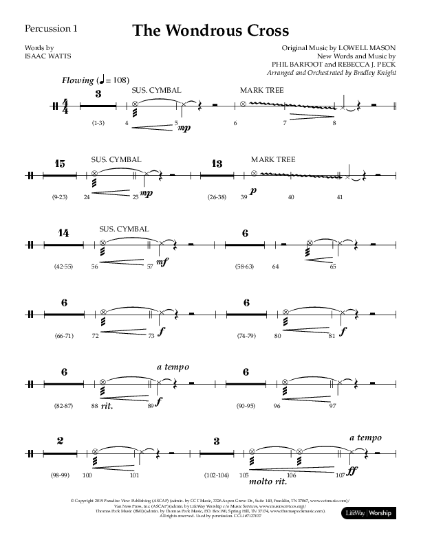 The Wondrous Cross (Choral Anthem SATB) Percussion 1/2 (Lifeway Choral / Arr. Bradley Knight)