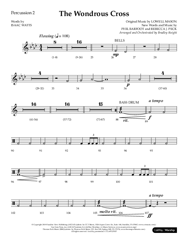 The Wondrous Cross (Choral Anthem SATB) Percussion 1/2 (Lifeway Choral / Arr. Bradley Knight)