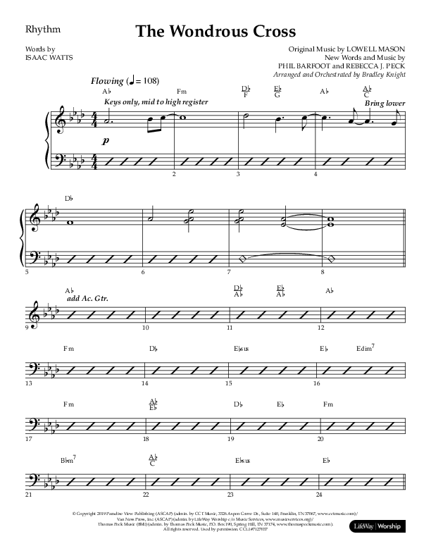 The Wondrous Cross (Choral Anthem SATB) Rhythm Chart (Lifeway Choral / Arr. Bradley Knight)