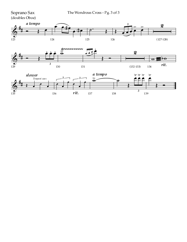The Wondrous Cross (Choral Anthem SATB) Soprano Sax (Lifeway Choral / Arr. Bradley Knight)