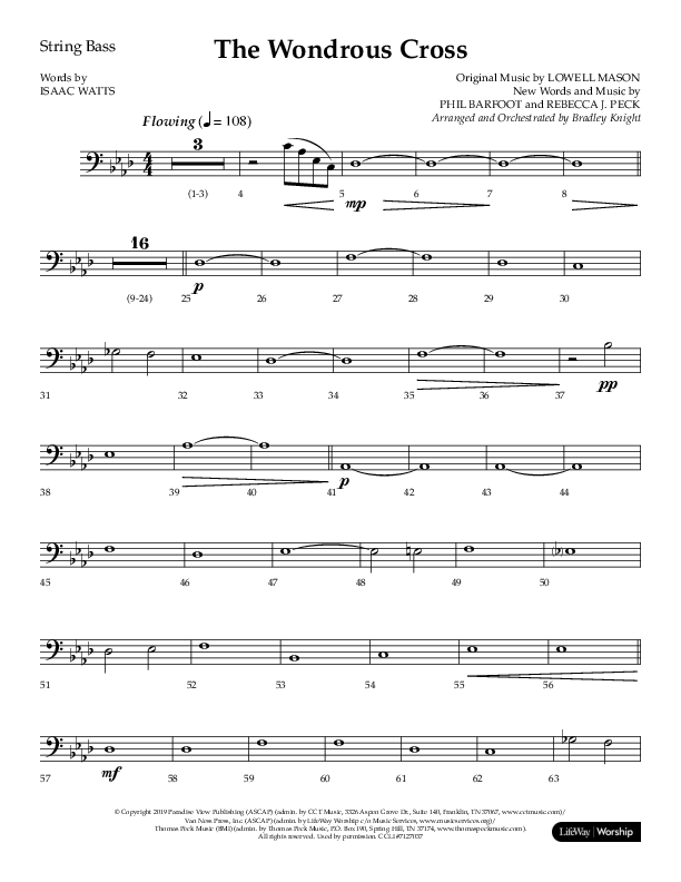 The Wondrous Cross (Choral Anthem SATB) String Bass (Lifeway Choral / Arr. Bradley Knight)