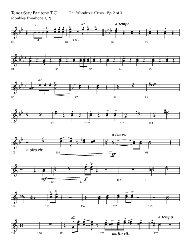 The Wondrous Cross (Choral Anthem SATB) Tenor Sax/Baritone T.C. (Lifeway Choral / Arr. Bradley Knight)