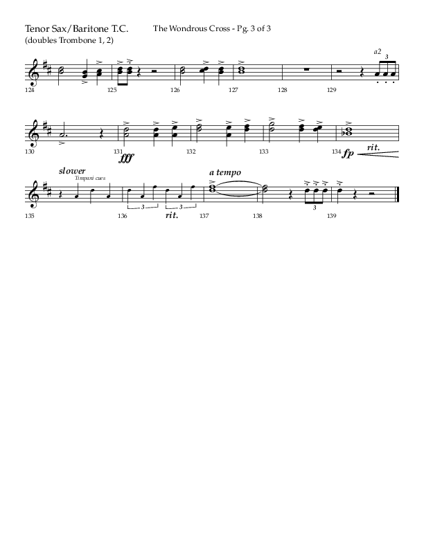 The Wondrous Cross (Choral Anthem SATB) Tenor Sax/Baritone T.C. (Lifeway Choral / Arr. Bradley Knight)