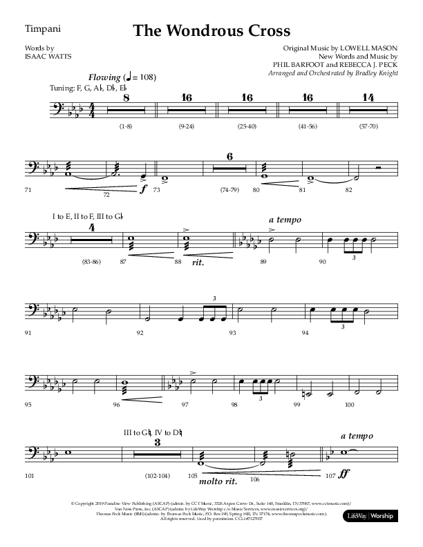 The Wondrous Cross (Choral Anthem SATB) Timpani (Lifeway Choral / Arr. Bradley Knight)