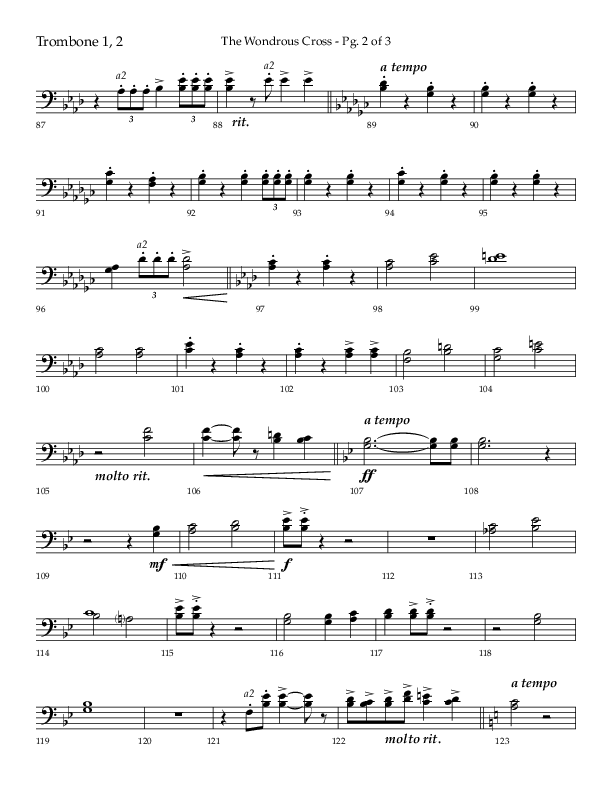 The Wondrous Cross (Choral Anthem SATB) Trombone 1/2 (Lifeway Choral / Arr. Bradley Knight)