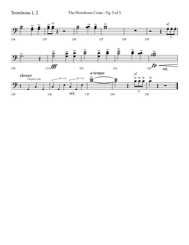 The Wondrous Cross (Choral Anthem SATB) Trombone 1/2 (Lifeway Choral / Arr. Bradley Knight)