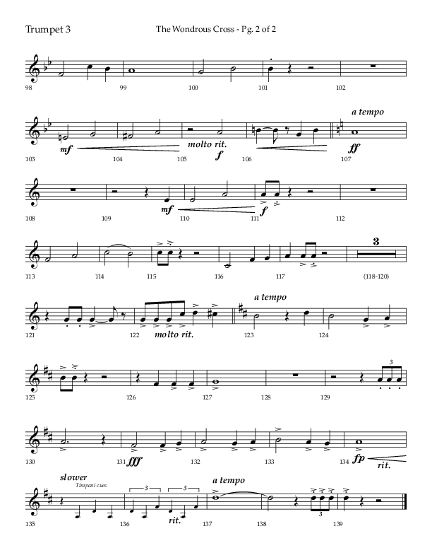 The Wondrous Cross (Choral Anthem SATB) Trumpet 3 (Lifeway Choral / Arr. Bradley Knight)