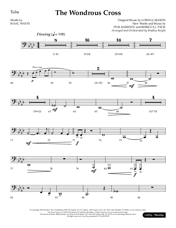 The Wondrous Cross (Choral Anthem SATB) Tuba (Lifeway Choral / Arr. Bradley Knight)