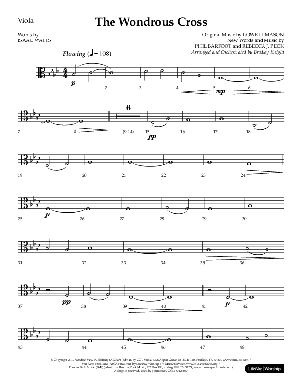 The Wondrous Cross (Choral Anthem SATB) Viola (Lifeway Choral / Arr. Bradley Knight)