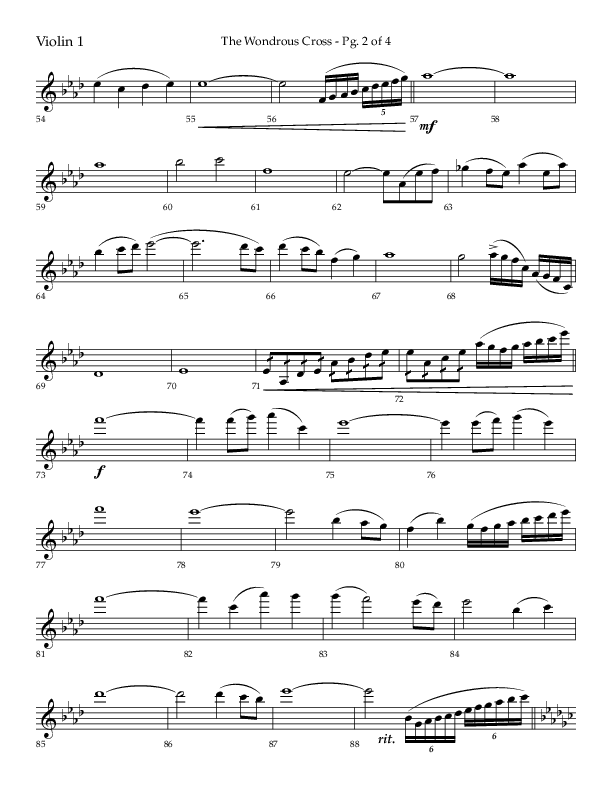 The Wondrous Cross (Choral Anthem SATB) Violin 1 (Lifeway Choral / Arr. Bradley Knight)