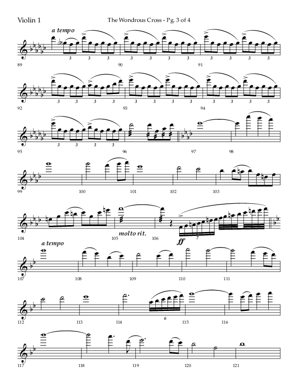 The Wondrous Cross (Choral Anthem SATB) Violin 1 (Lifeway Choral / Arr. Bradley Knight)