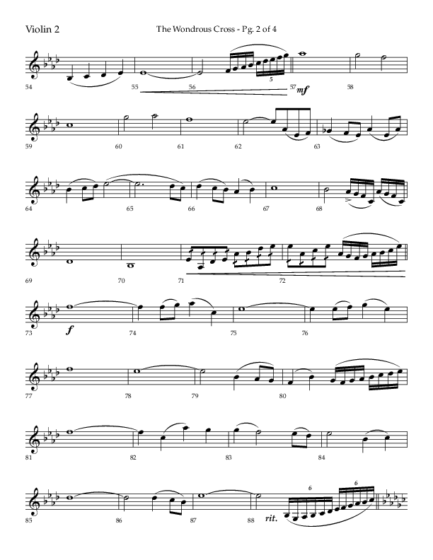 The Wondrous Cross (Choral Anthem SATB) Violin 2 (Lifeway Choral / Arr. Bradley Knight)